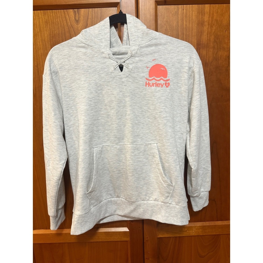Hurley Kids Gray Heather‎ Sunset Graphic Hoodie Sweatshirt Size M 10/12
